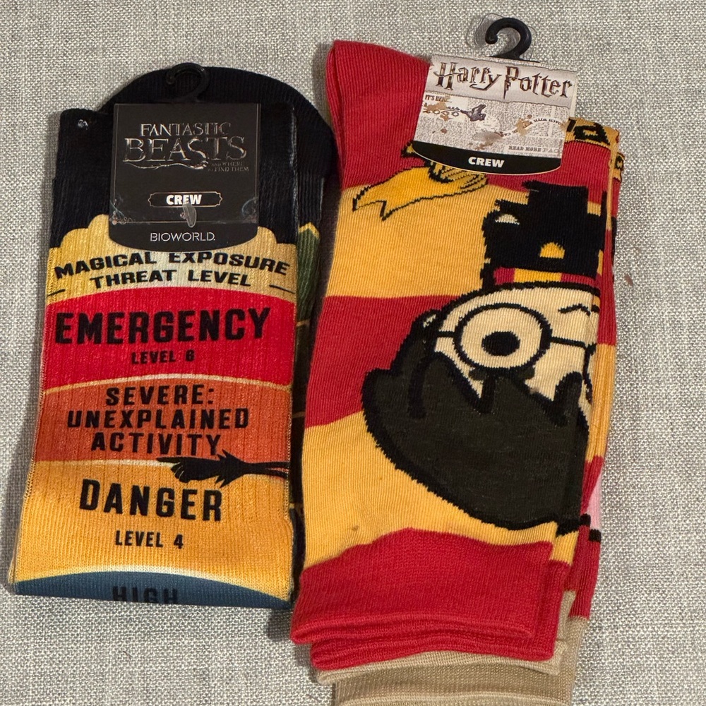 LOT 3 PAIRS Harry Potter and Fantastic Beasts Crew Socks NWT